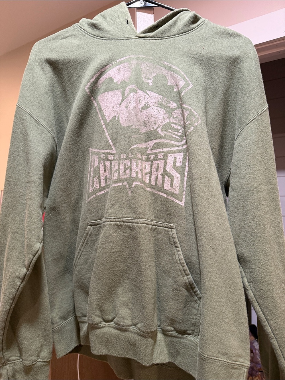 Olive Green Graphic Pullover Hoodie - Unbranded